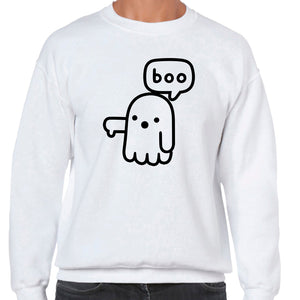 Ropa: Sudadera Unisex diseño de fantasma, buu, ilustracion, miedo, terror, cute Ilustracion Humor