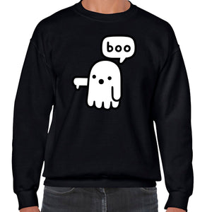 Ropa: Sudadera Unisex diseño de fantasma, buu, ilustracion, miedo, terror, cute Ilustracion Humor