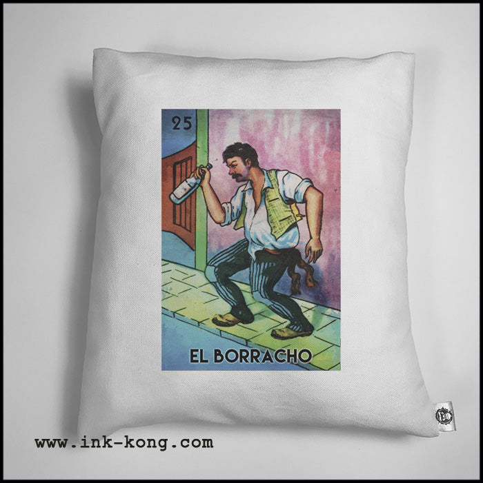 Accesorios: Cojín Decorativo Diseños divertidos de juegos mexicanos, La Lotería y El borracho Ilustración Humor