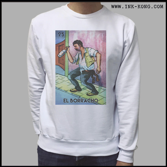 Ropa: Sudadera Unisex Diseños divertidos de juegos mexicanos, La Lotería y El borracho Ilustración Humor