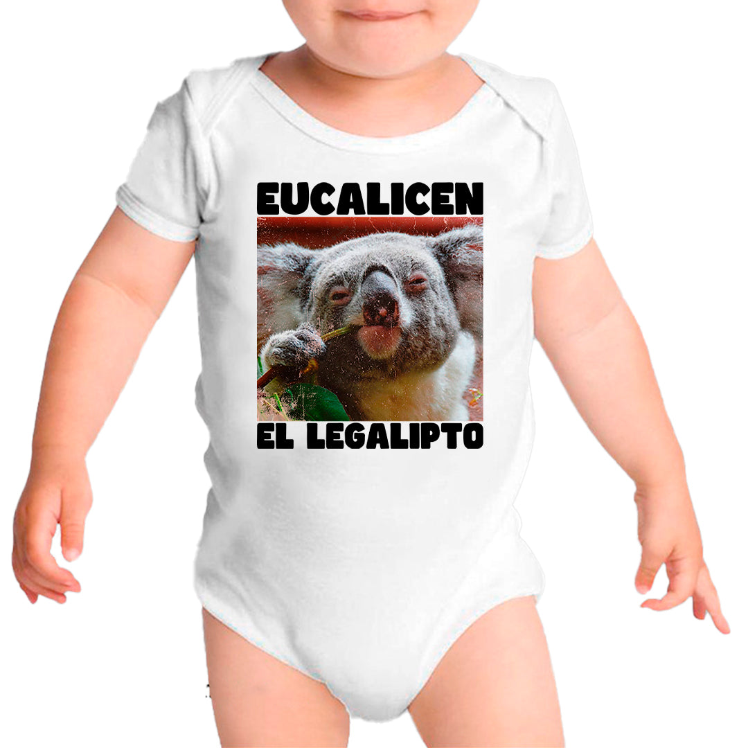 Ropa: Pañalero Body Bebé diseño de pachecos, 420, legalicen, eucalipto, koala, drogado Ilustracion Humor