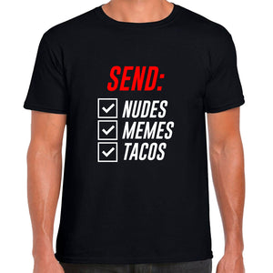 Ropa: Playera Unisex diseño de send, nudes, memes, tacos, risa Ilustracion Humor