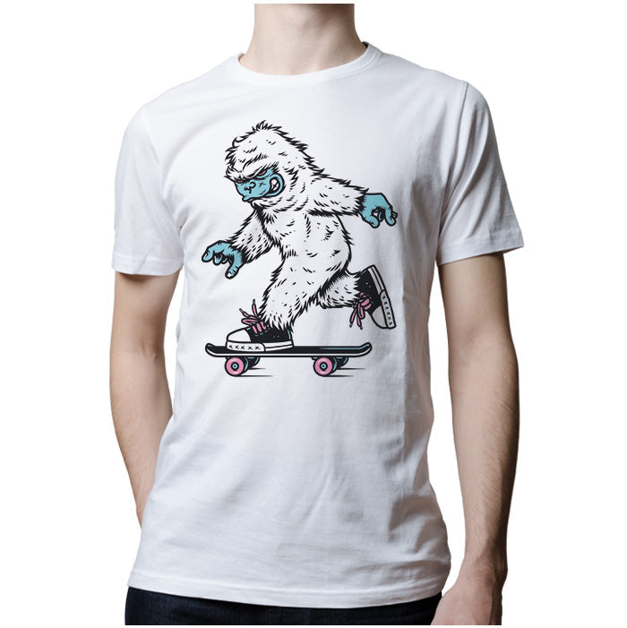 Ropa: Playera Unisex skate, hombre de las nieves yeti Humor Personajes